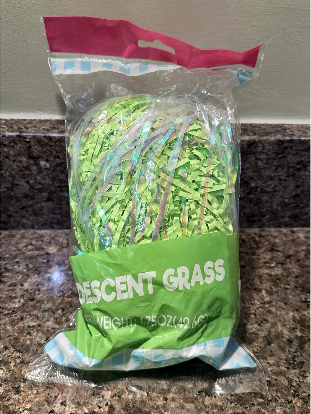 Iridescent Green Shredded Easter Grass Gift Basket Filler 1.75oz / 49.6g Bag
